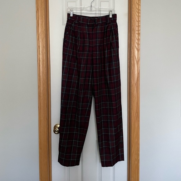 Vintage 100% Wool Red, Blue, Green Plaid Pants - Picture 1 of 12